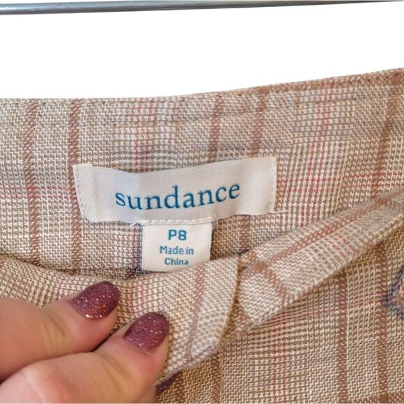 Sundance Women's Light Tan Plaid Trouser Pants Size 8P - Picture 3 of 7